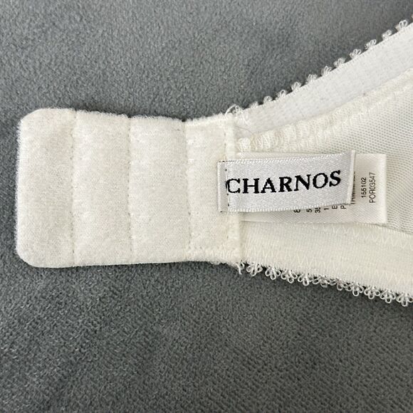 Charnos Bra UK 38E Bailey Plunge Lined Molded 155102 Ivory Underwire Tassel - Picture 10 of 11